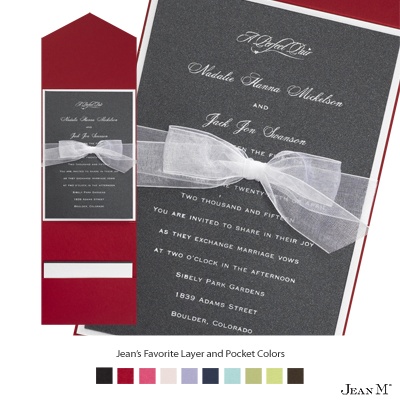 Black Shimmer Layered Invitation with Pocket