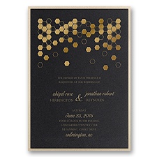Geometric Border Layered Foil Wedding Invitation - Black