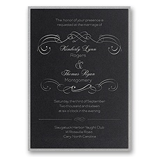 Delicate Flourishes Layered Foil Wedding Invitation - Black