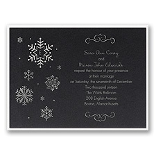 Falling Snowflakes Layered Foil Wedding Invitation - Black