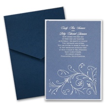 Blue Shimmer Layered Wedding Invitation with Pocket
