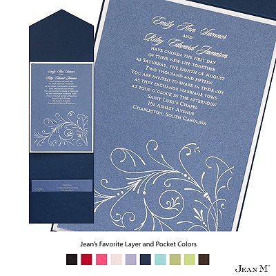 Blue Shimmer Layered Invitation with Pocket