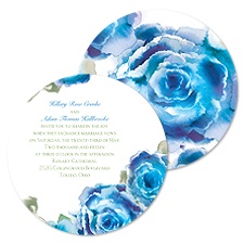 Rosy Watercolors Wedding Invitation - Blue