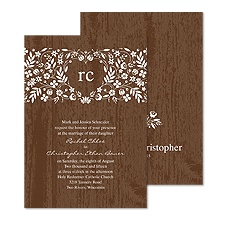 Woodland Flowers Wedding Invitation - Espresso