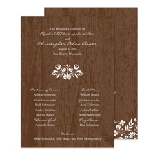 Woodland Flowers Wedding Program - Espresso