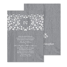 Woodland Flowers Wedding Invitation - Pewter