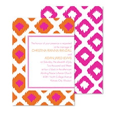 Ikat Diamonds Wedding Invitation - Fuchsia