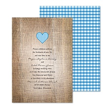 Love Gingham Wedding Invitation - Blue