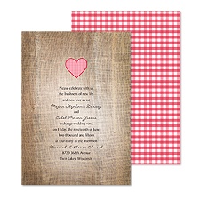 Love Gingham Wedding Invitation - Cherry