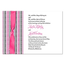 Dotted Stripes Wedding Invitation - Bubble Gum