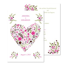 Floral Heart Wedding Invitation - Fuchsia