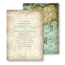 Vintage Map Wedding Invitation