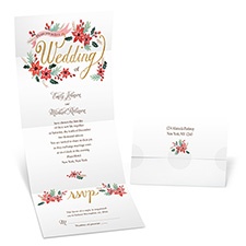Pretty Poinsettias Seal and Send Wedding Invitation