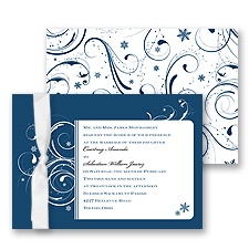 Snowflake Flourishes Wedding Invitation - Midnight