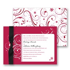 Snowflake Flourishes Wedding Invitation - Merlot