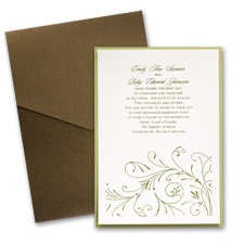 Ecru Layered Wedding Invitation with Pocket