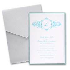 White Layered Wedding Invitation with Pocket