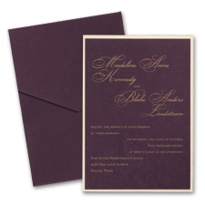 Eggplant Layered Wedding Invitation with Pocket
