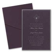 Eggplant Layered Wedding Invitation with Pocket
