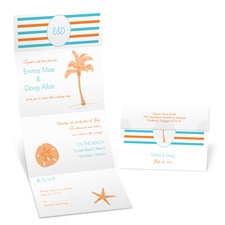 Tropical Stripes Seal and Send Wedding Invitation