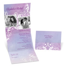 Watercolor Filigree Photo Seal and Send Wedding Invitation