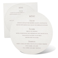 Round Menu Card - Ecru Shimmer