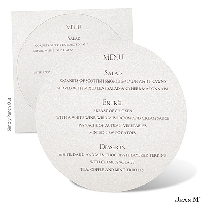 Round Menu Card - Ecru Shimmer