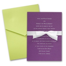 Purple Shimmer Wedding Invitation Card with Pocket