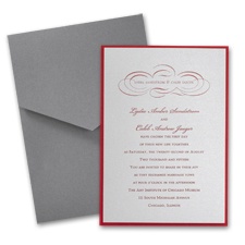 Silver Shimmer Layered Wedding Invitation with Pocket