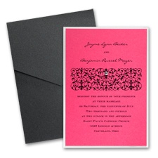 Fuchsia Layered Wedding Invitation with Pocket
