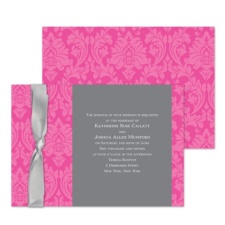 Shades of Damask Wedding Invitation - Fuchsia