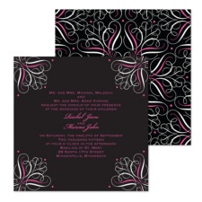 Mod Medallion Wedding Invitation - Fuchsia - Square