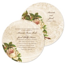 Vintage Roses Wedding Invitation - Round