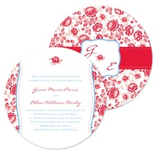 Vintage Flowers Wedding Invitation - Round