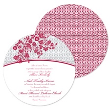 Garden Trellis Wedding Invitation - Merlot - Round