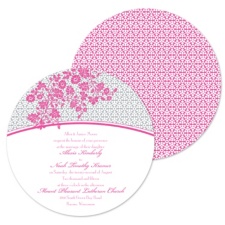 Garden Trellis Wedding Invitation - Fuchsia - Round