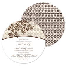 Garden Trellis Wedding Invitation - Espresso - Round