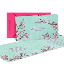Cherry Blossoms Wedding Invitation - Folded