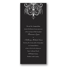 Damask Heart Wedding Invitation - Black