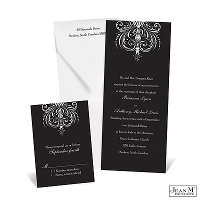 Damask Heart Invitation - Black