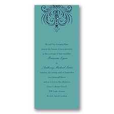 Damask Heart Wedding Invitation - Peacock
