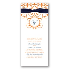 Vine Monogram Wedding Invitation - White