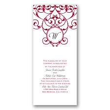 Vine Monogram Wedding Invitation - White