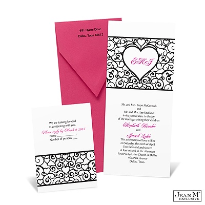 Filigree Heart Monogram Invitation