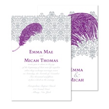 Feather Damask Wedding Invitation