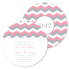 Chevron Style Wedding Invitation - Salmon