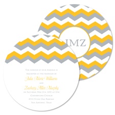 Chevron Style Wedding Invitation - Marigold