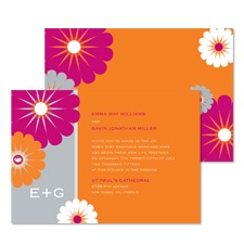 Mod Blossoms Wedding Invitation - Poppy