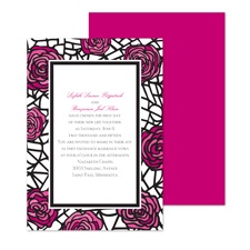 Stained Glass Roses Wedding Invitation - Raspberry