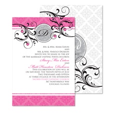 Fine Flourishes Wedding Invitation - Fuchsia